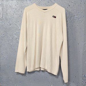 A&F Abercrombie Mens Cream Ribbed Cotton/Acrylic Long Sleeve V Neck Sweater XL